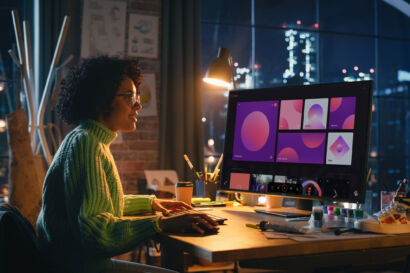 Woman looking at a laptop screen