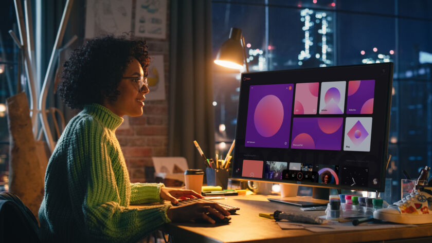 Woman looking at a laptop screen