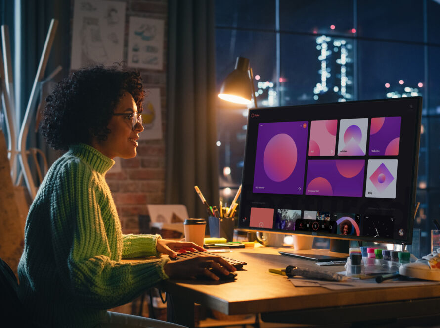 Woman looking at a laptop screen