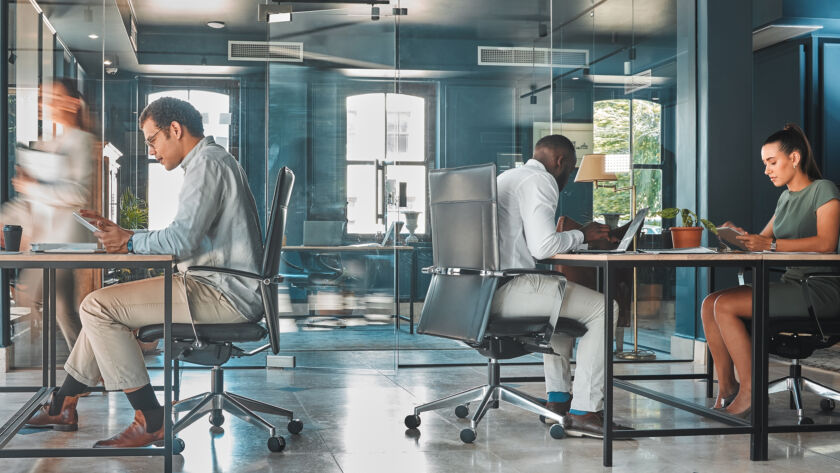 People working in an office.